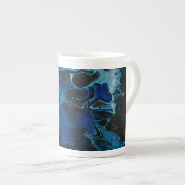 Taza De Porcelana Líquido psicodélico azul oscuro (Derecha)