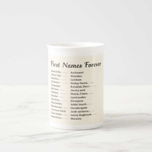 Taza De Porcelana Lista de nombres de familia personalizados para si (Frente)