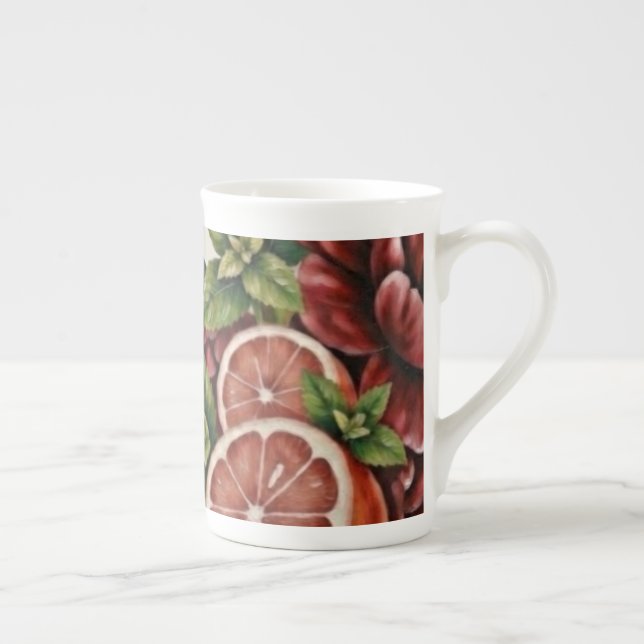 Taza De Porcelana Lluvia de flores cítricas rústicas de verano para  (Derecha)