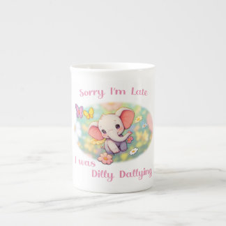 Taza De Porcelana Lo siento, soy Diseño de Elefante Tardío