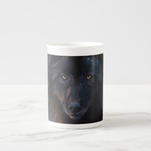 Taza De Porcelana Lobo negro