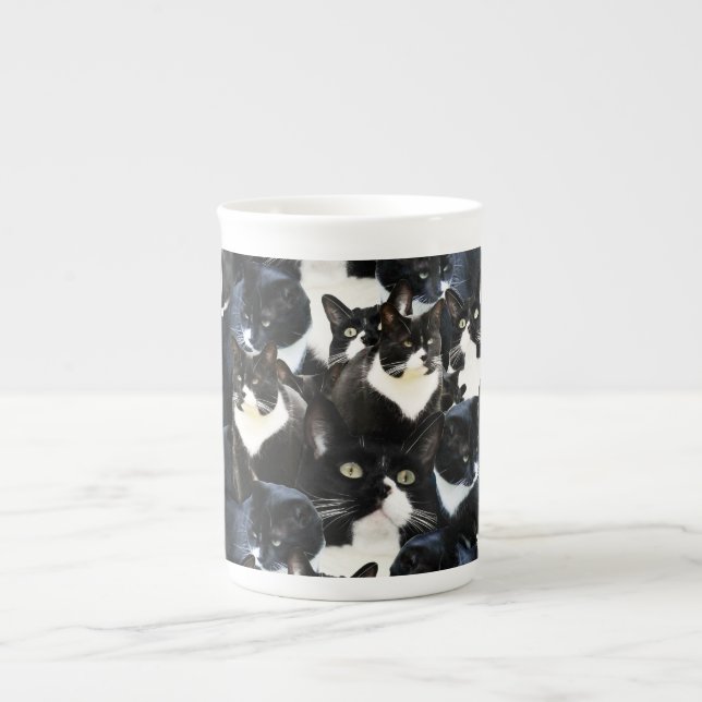 Taza De Porcelana Locura del gato del smoking (Frente)