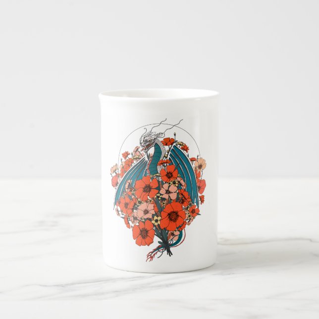 Taza De Porcelana Logo de Dragon Asiático (Frente)