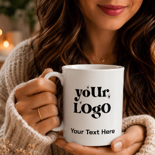 Taza De Porcelana Logotipo y texto minimalista de negocios