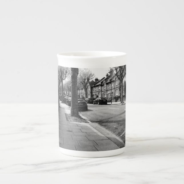 Taza De Porcelana London Street View England blanco y negro (Frente)