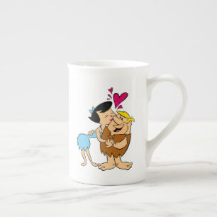 Taza De Porcelana Los Flintstones el   Betty Barney que se besa