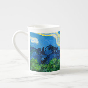 Taza De Porcelana Los olivos de Van Gogh en un paisaje montañoso
