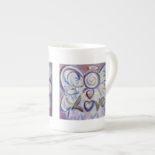 Taza De Porcelana Love Angel Word Bone China Mug (Derecha)