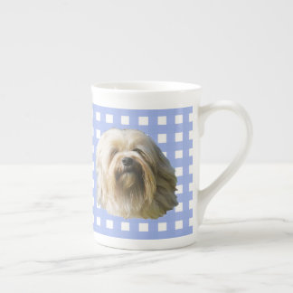 Taza De Porcelana Lowchen en la guinga azul