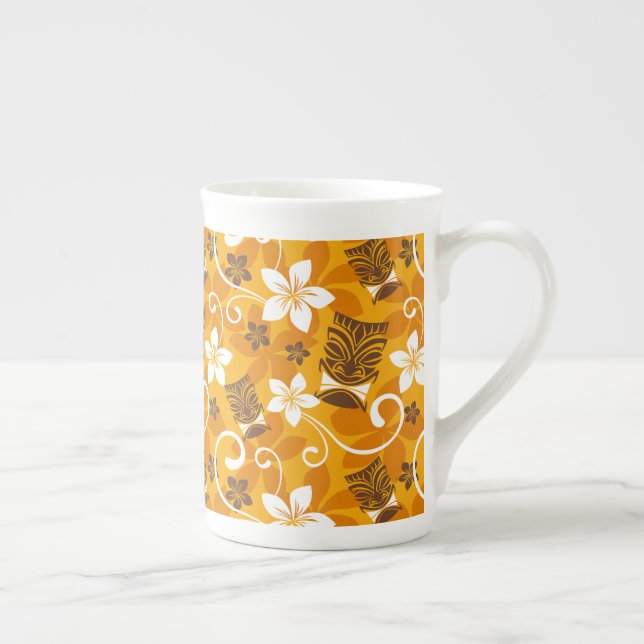 TAZA DE PORCELANA LUAU TIKI PATTERN (NARANJA) (Derecha)