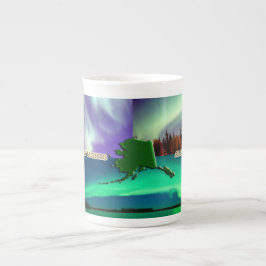Taza De Porcelana Luces boreales del Collage de Alaska