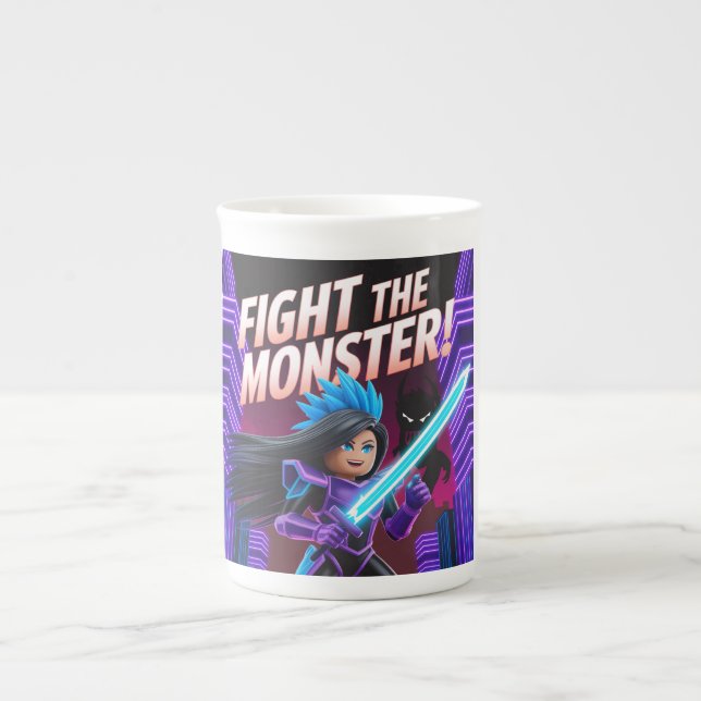 Taza De Porcelana Lucha contra el monstruo  (Frente)