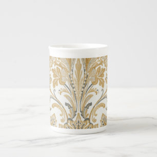 Taza De Porcelana Lujo, Clásico, Elegante, Patrón beige dorado