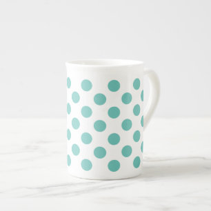 Taza De Porcelana Lunares de color turquesa claro