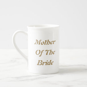 Taza De Porcelana Madre de la Novia Regalo Favor Blanco Dorado
