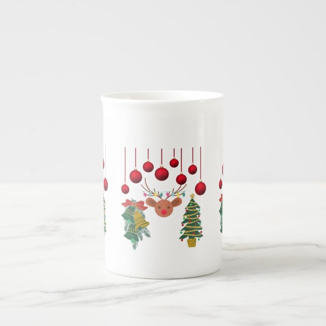 Taza De Porcelana Magical Reindeer Bells and Christmas Tree Design  (Frente)