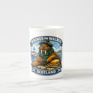 Taza De Porcelana Magnus la morsa escocesa amante de la costa de Esc
