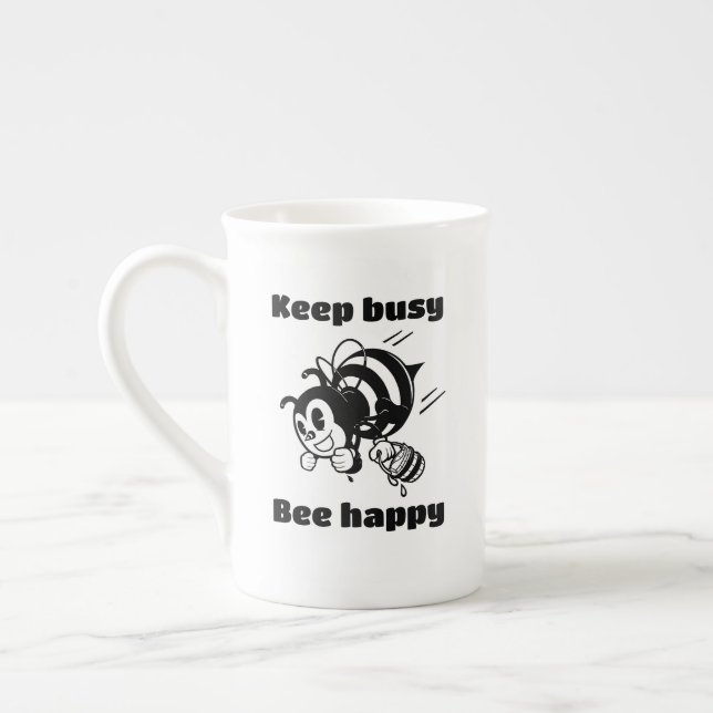 Taza De Porcelana Manténgase ocupado sé feliz Personalizado motivado (Izquierda)