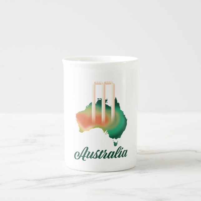 Taza De Porcelana Mapa de críquet de Australia. (Frente)