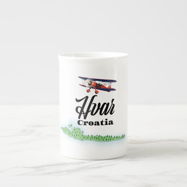 Taza De Porcelana Mapa de Hvar Croacia (Frente)