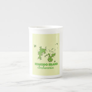 Taza De Porcelana Mapa de Indonesia de la isla Komodo