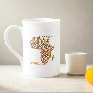Taza De Porcelana Mapa de la bandera Pan Africa de nombre personaliz