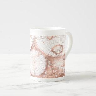 Taza De Porcelana Mapa del mundo de la antigüedad del Purpurina Meta