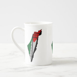 Taza De Porcelana Mapa palestino con bandera y patrón de Keffiyeg