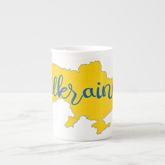 Taza De Porcelana Mapa y letras de Ucrania (Frente)