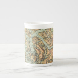 Taza De Porcelana Mapas de Noruega - serie Bergen 1925