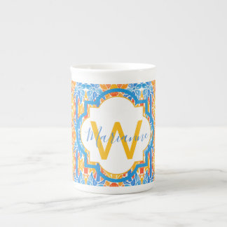 Taza De Porcelana Marianne Orange and Blue Mosaic Mug