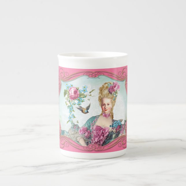 Taza De Porcelana Marie Antoinette Pompadour Pink Rose (Frente)