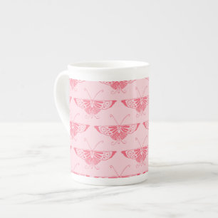 Taza De Porcelana Mariposa Art Déco estilizada - rosa coral