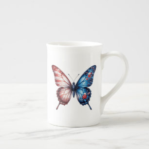 Taza De Porcelana Mariposa de la bandera americana