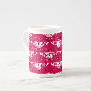 Taza De Porcelana Mariposa Deco estilizada - rosa fucsia