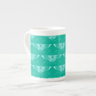 Taza De Porcelana Mariposa Deco estilizada - turquesa y agua