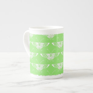 Taza De Porcelana Mariposa Deco estilizada - verde lima