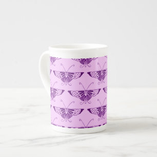 Taza De Porcelana Mariposa estilizada Art Deco - morado y orquídea