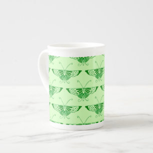 Taza De Porcelana Mariposa estilizada Art Deco - verde esmeralda