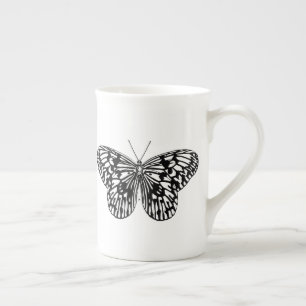 Taza De Porcelana Mariposa monarca negra y blanca