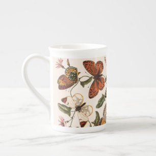 Taza De Porcelana Mariposa y mariposa vintage Gigante de café Mug