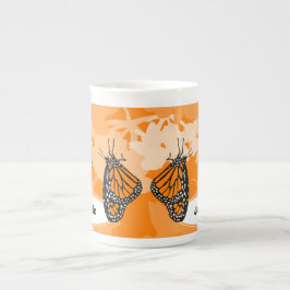 Taza De Porcelana Mariposa y Naranja de nombres de monarca lúdica