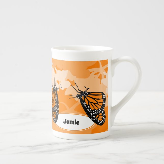 Taza De Porcelana Mariposa y Naranja de nombres de monarca lúdica (Derecha)
