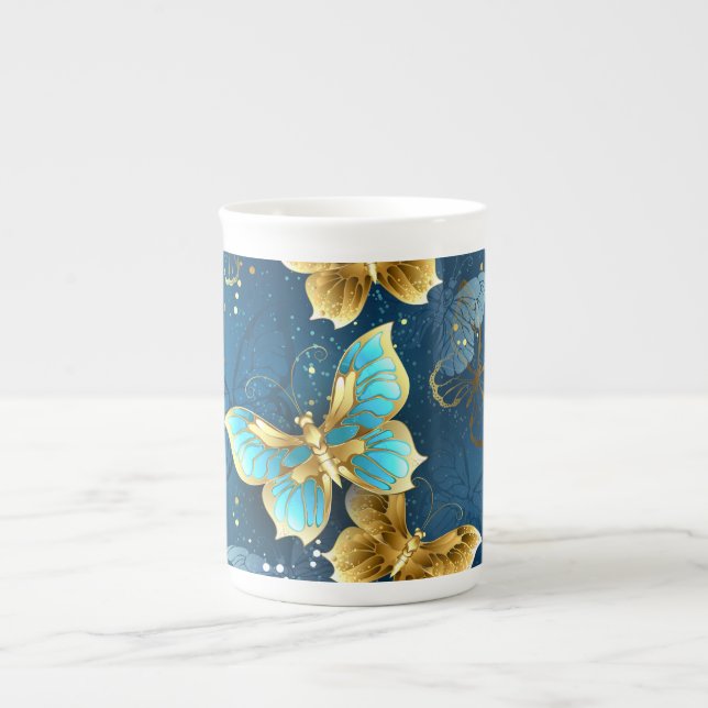 Taza De Porcelana Mariposas doradas (Frente)