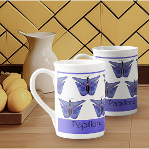 Taza De Porcelana Mariposas púrpura
