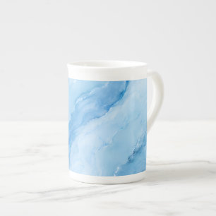 Taza De Porcelana Mármol Abstracto Azul Cielo de Lujo