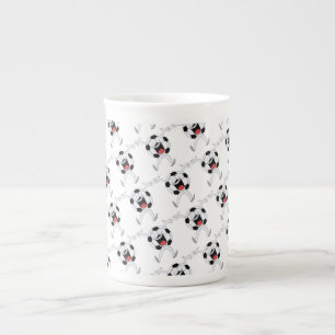 Taza De Porcelana Mascota de Balón de Fútbol Sonriente