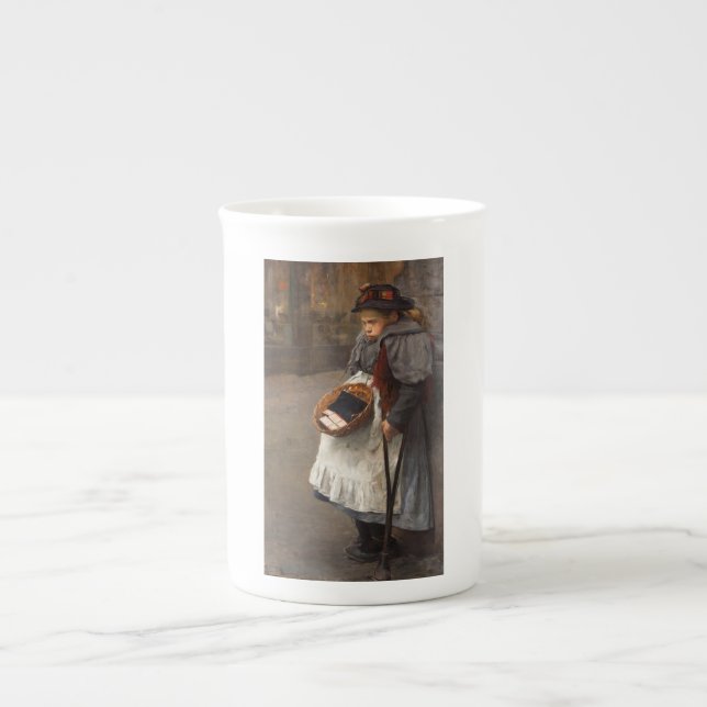 Taza De Porcelana Matchstick Chica Pobre Calle Urchin Pobreza Urbana (Frente)