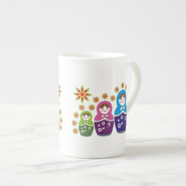 Taza De Porcelana Matryoshka personalizado de muñecas y girasoles ru