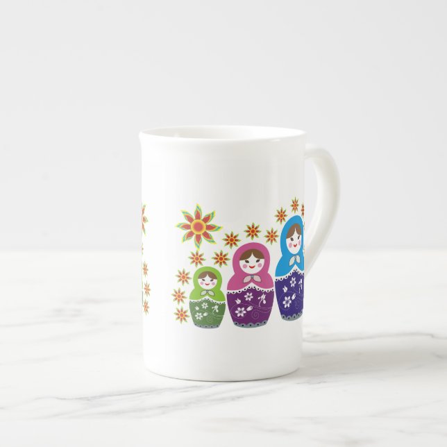 Taza De Porcelana Matryoshka personalizado de muñecas y girasoles ru (Derecha)
